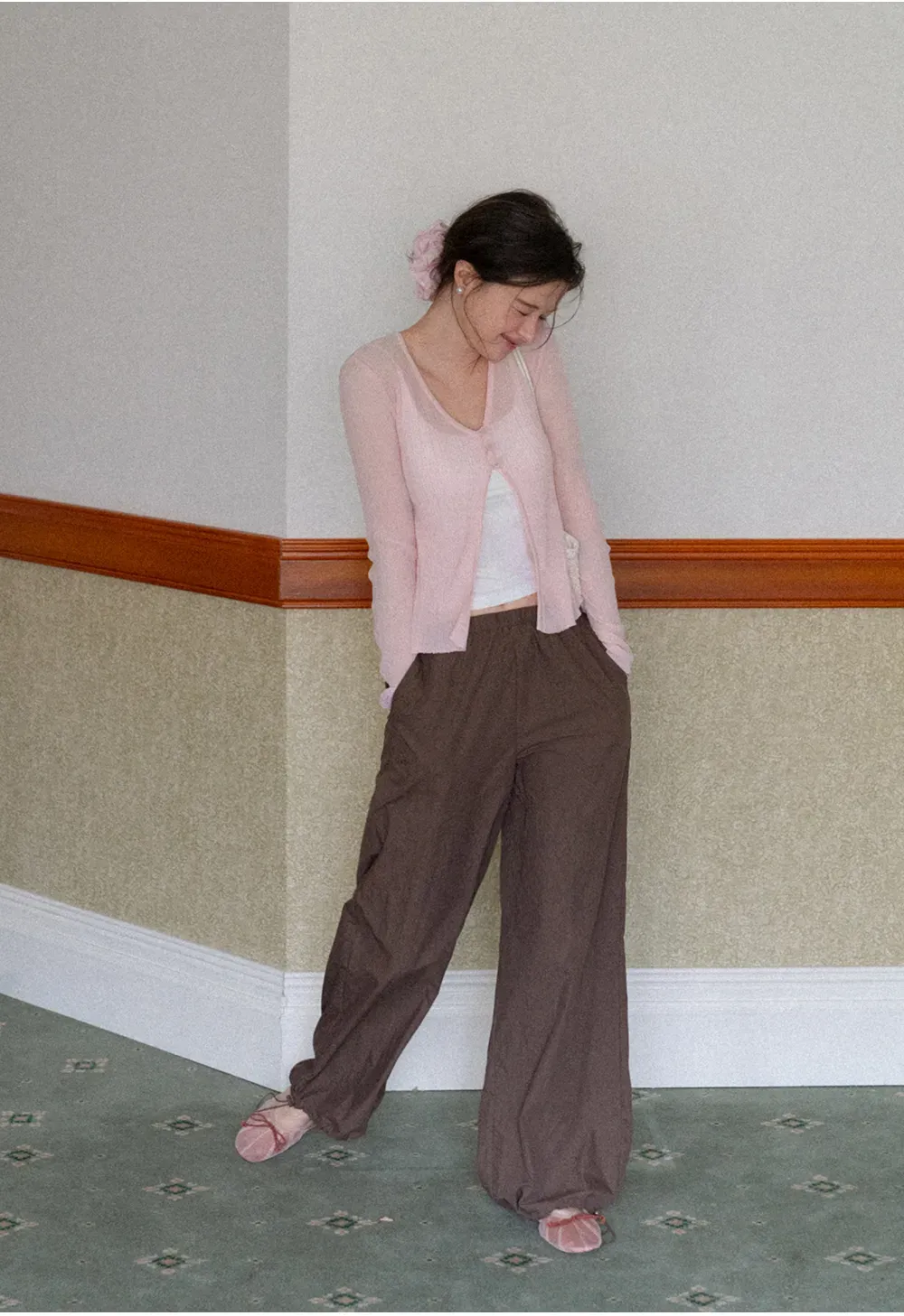 V Neck Cropped Cardigan Woolen Knit Sweater
