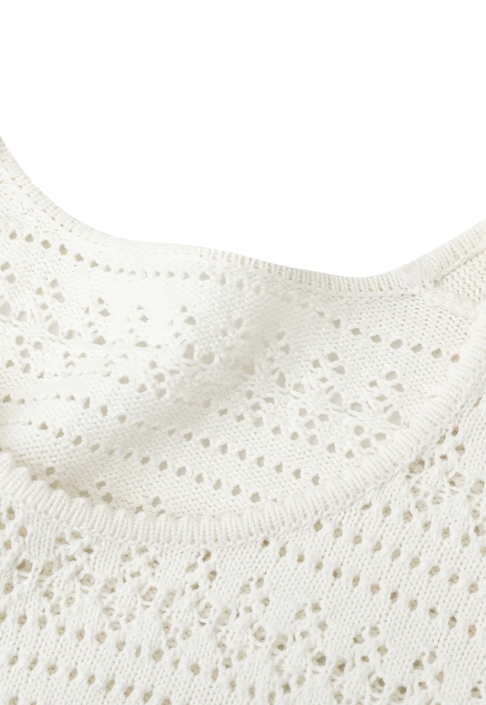 Openwork Crochet Knit Short Sleeve Sweater