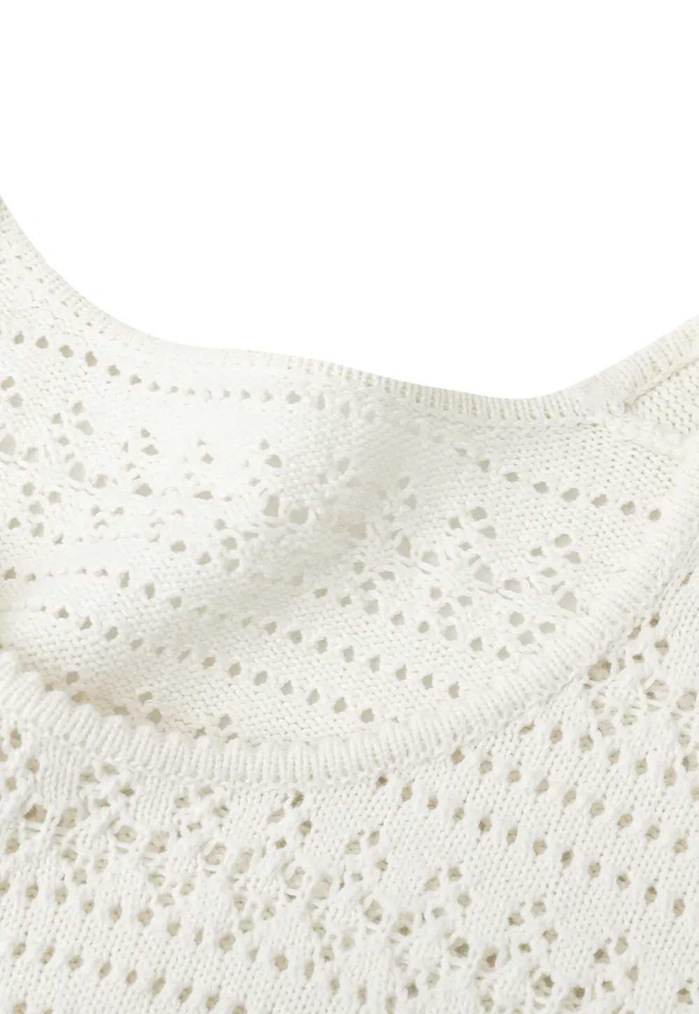 Openwork Crochet Knit Short Sleeve Sweater