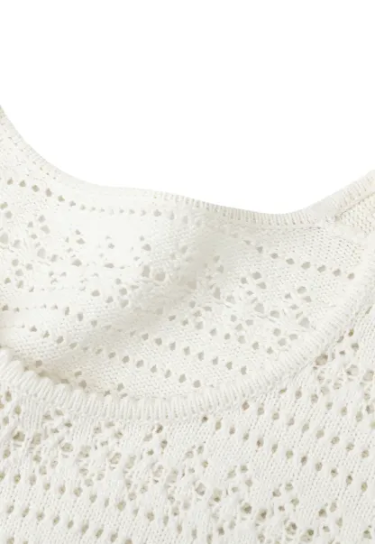 Openwork Crochet Knit Short Sleeve Sweater