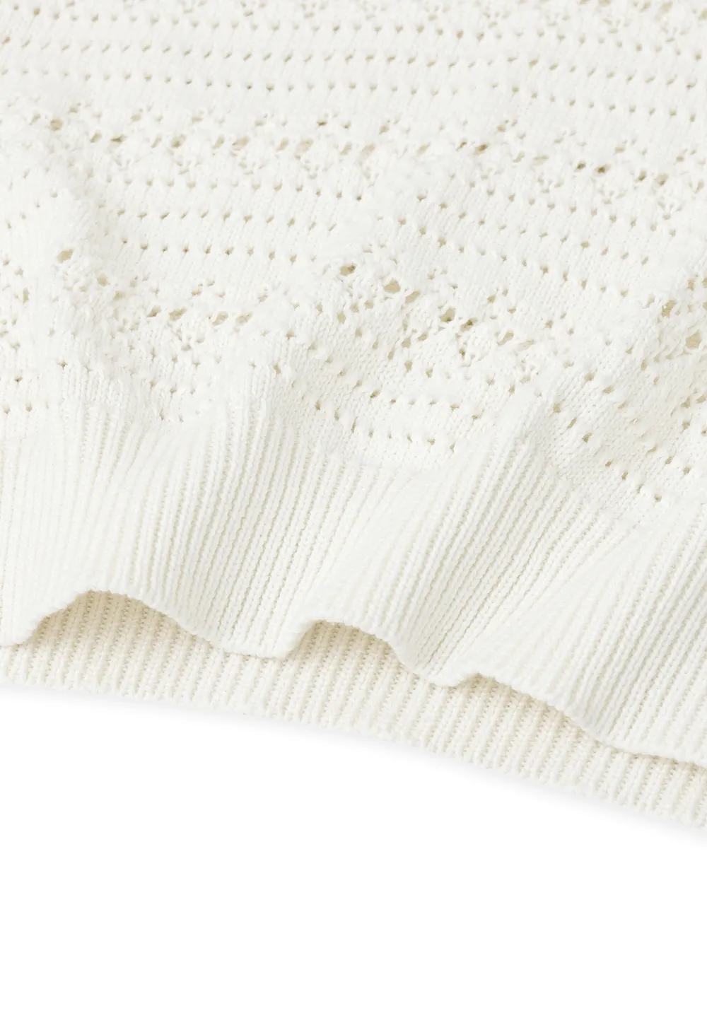 Openwork Crochet Knit Short Sleeve Sweater