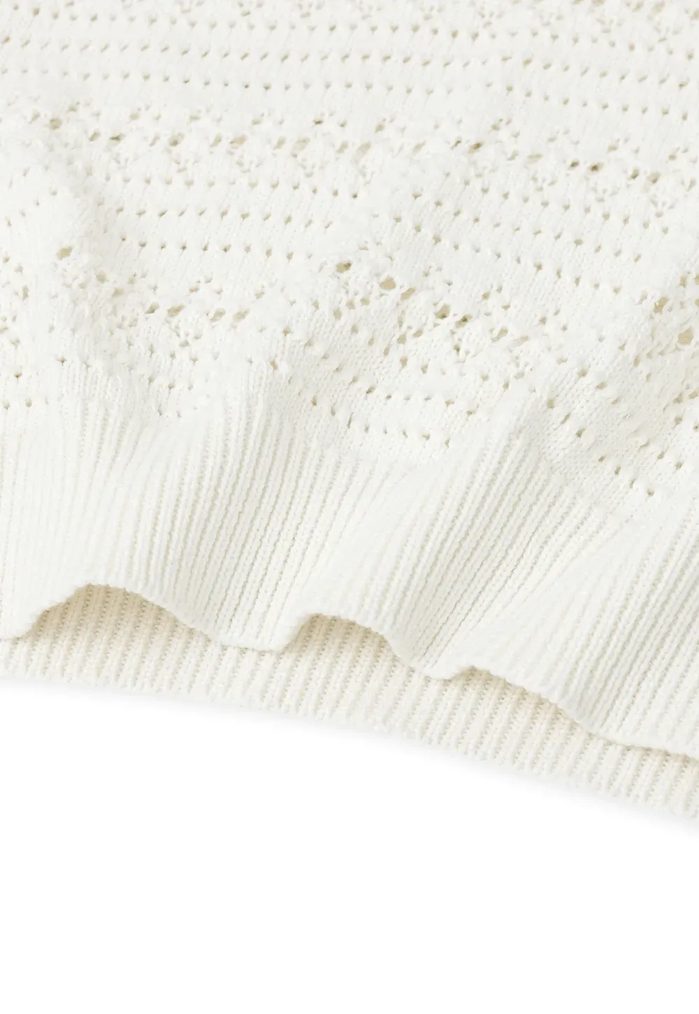 Openwork Crochet Knit Short Sleeve Sweater