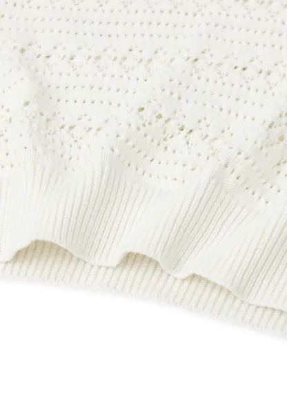 Openwork Crochet Knit Short Sleeve Sweater