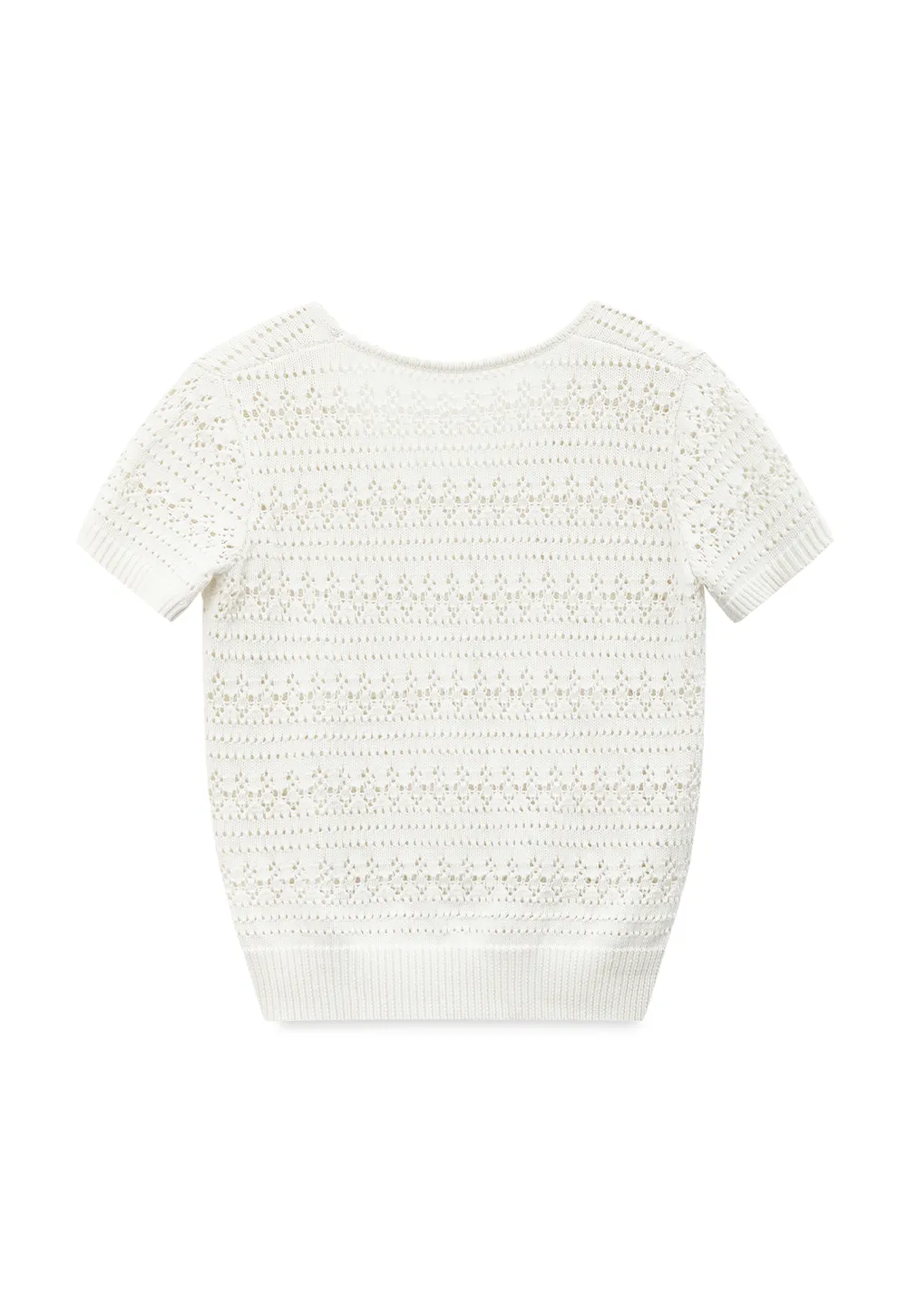 Openwork Crochet Knit Short Sleeve Sweater