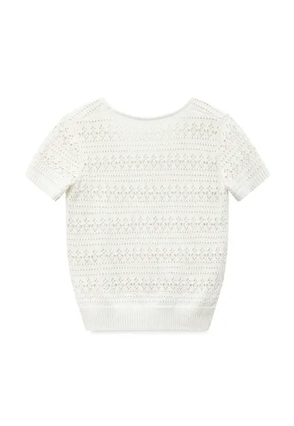 Openwork Crochet Knit Short Sleeve Sweater