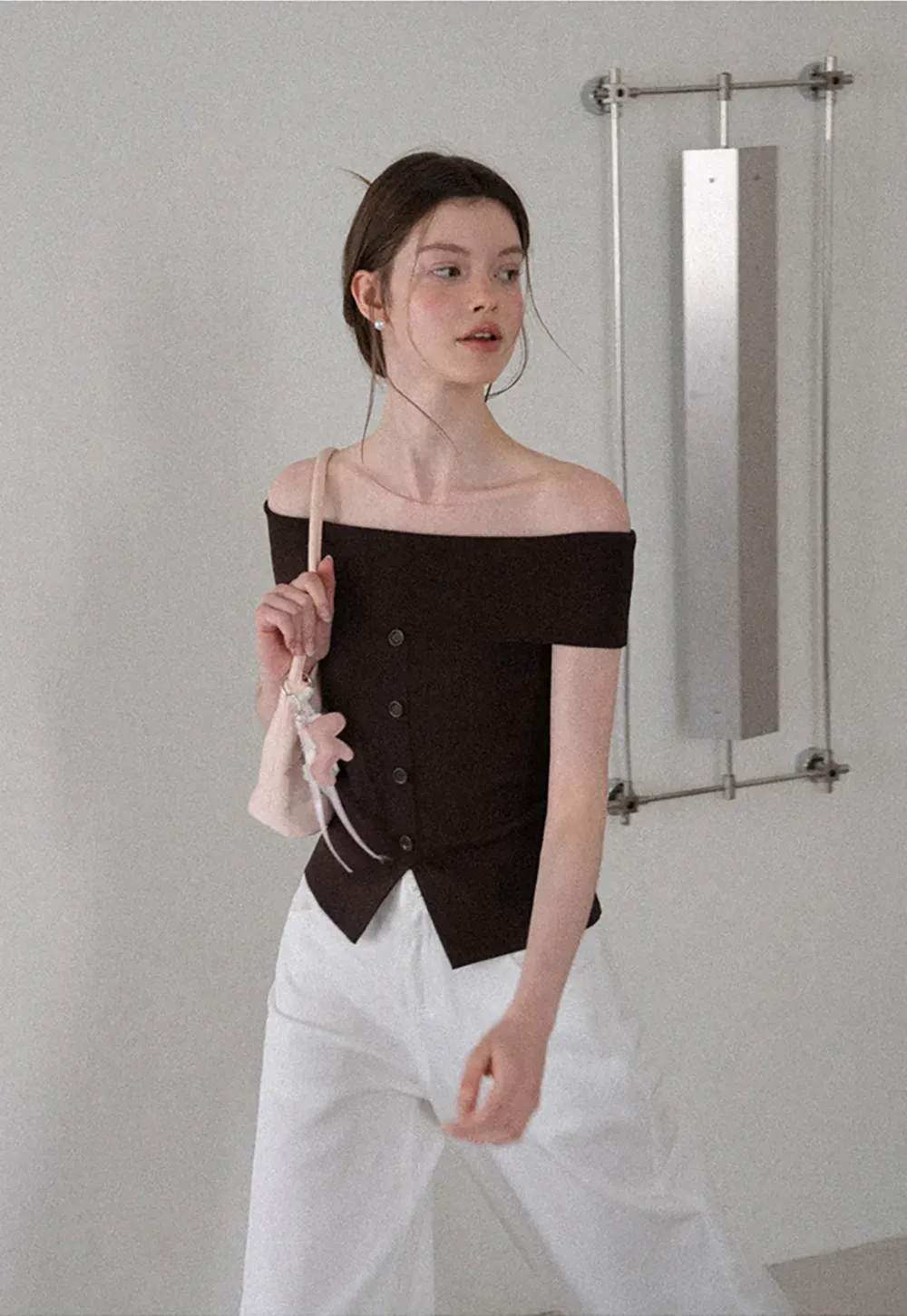 Off Shoulder Cutout Woolen Knit Sweater