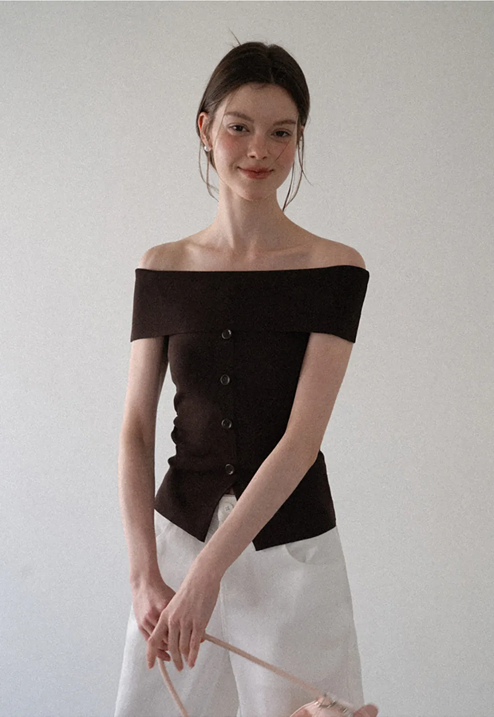 Off Shoulder Cutout Woolen Knit Sweater