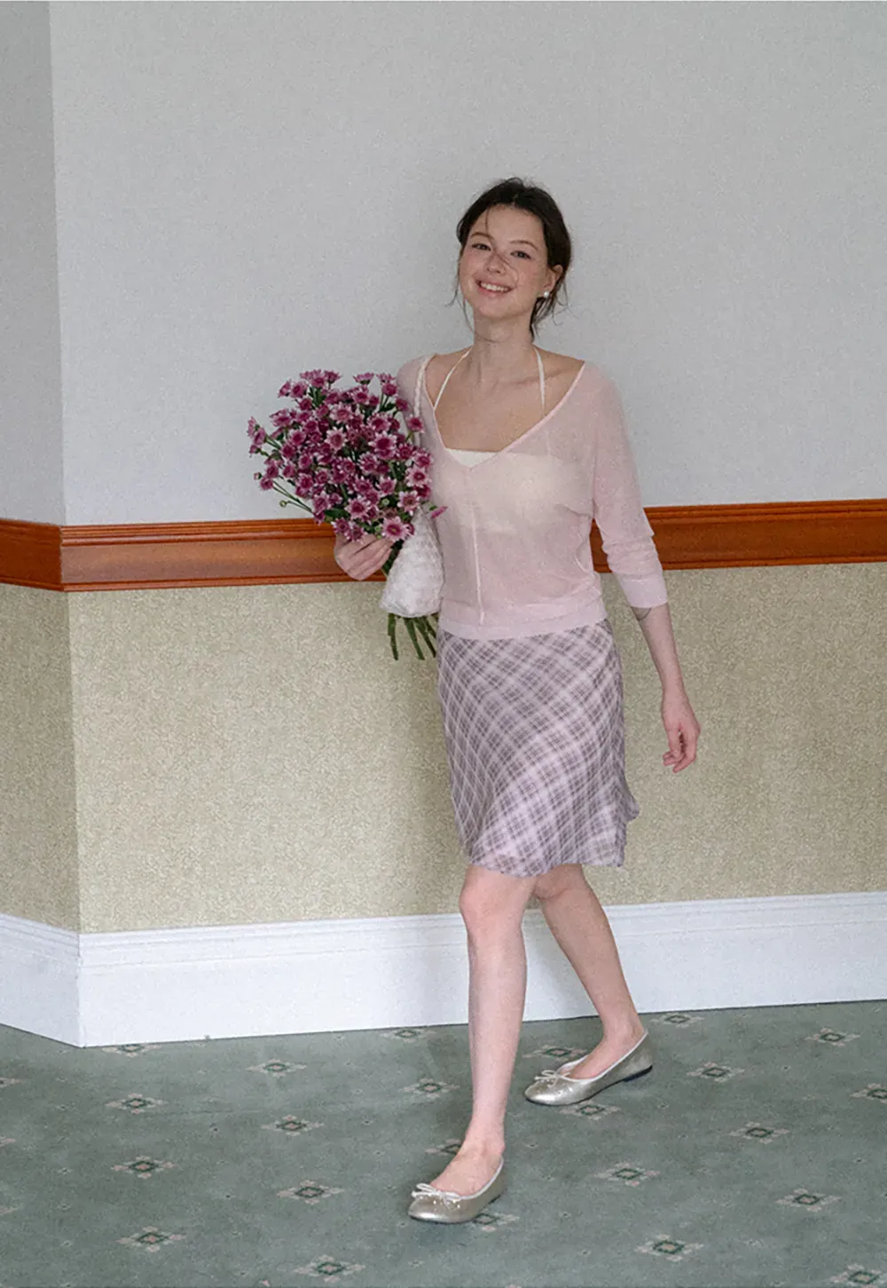 Sheer V Neck Long Sleeve Knit Sweater