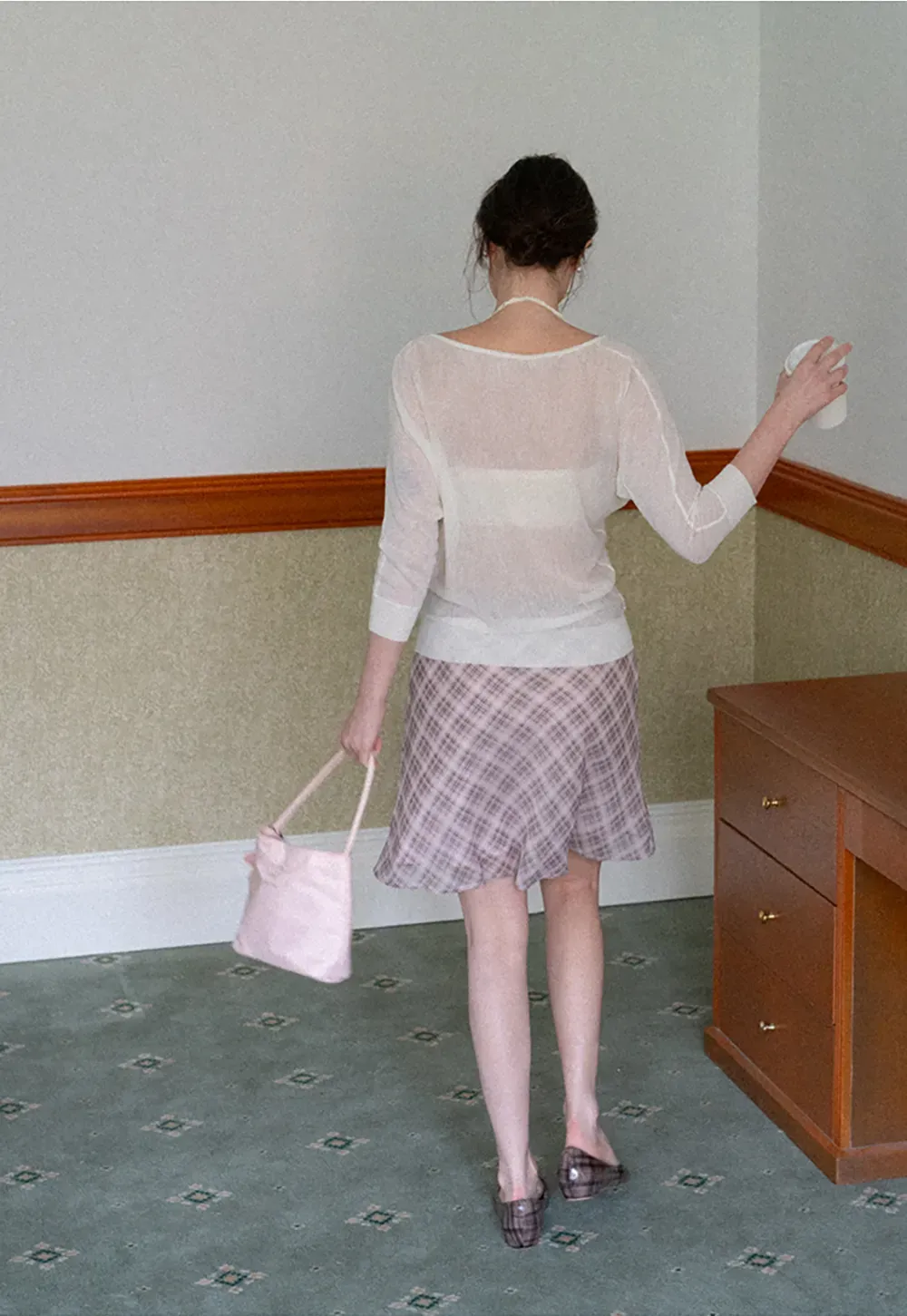 Sheer V Neck Long Sleeve Knit Sweater