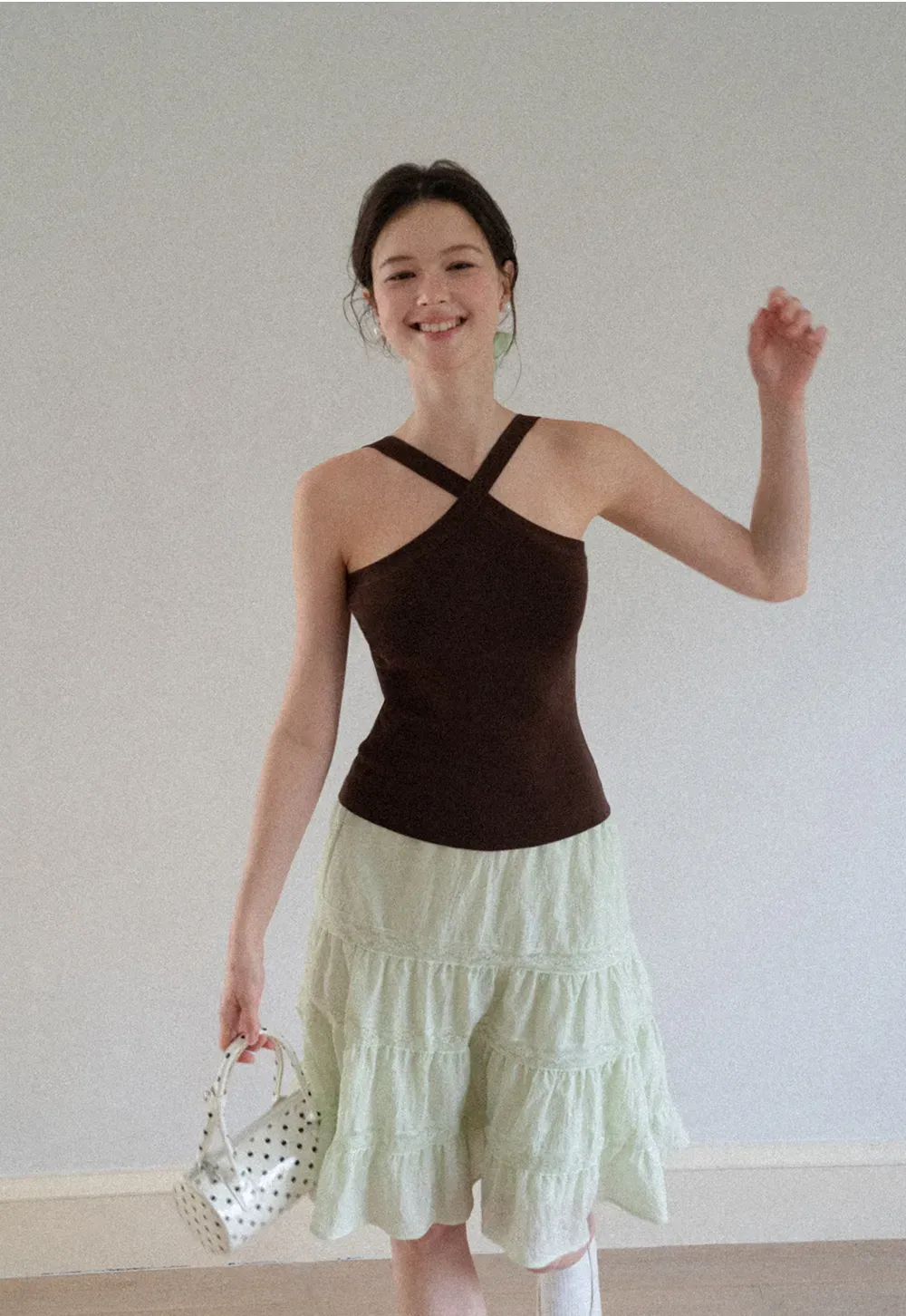 Cross Back Cropped Woolen Knit Sweater