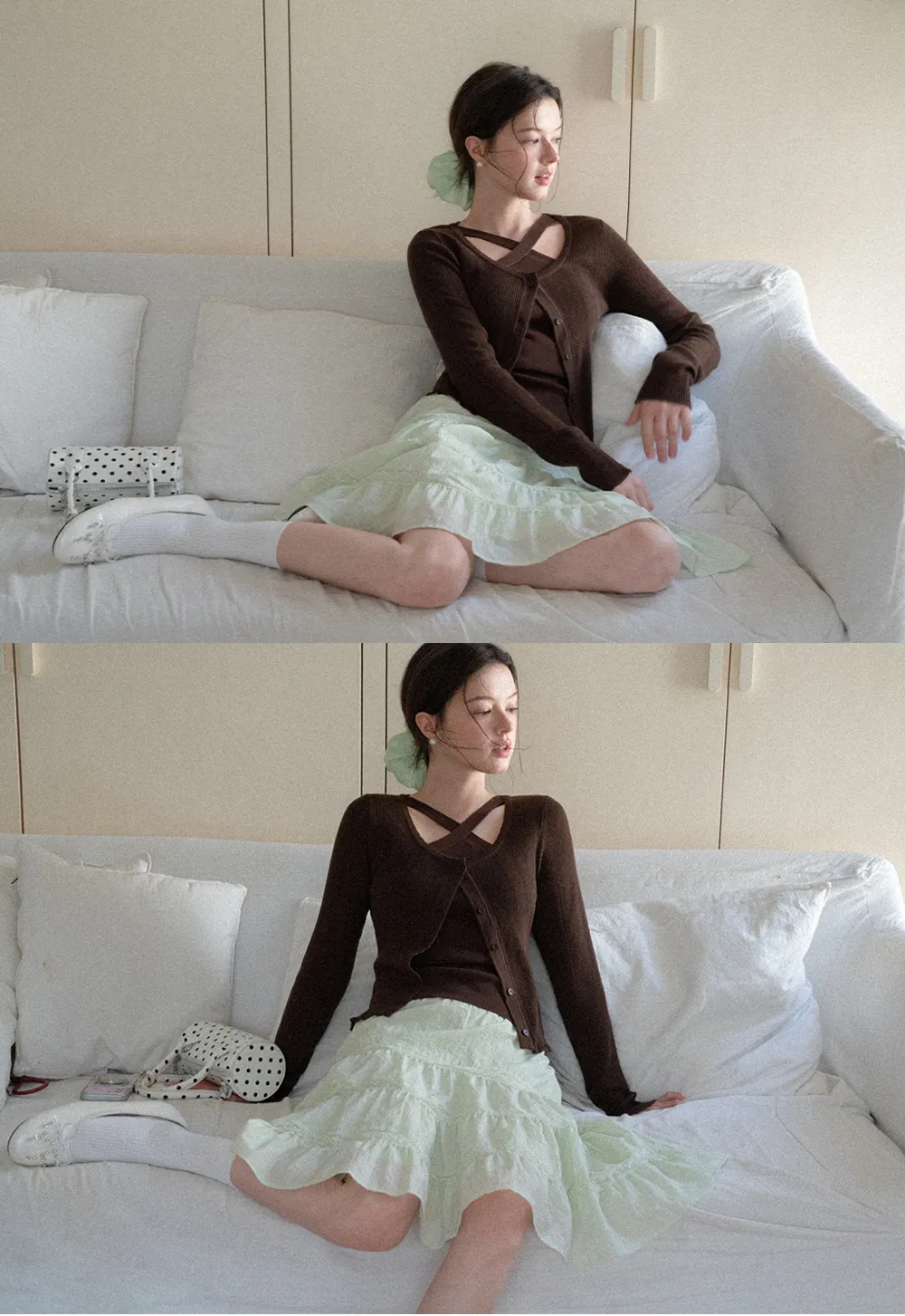 Cross Back Cropped Woolen Knit Sweater