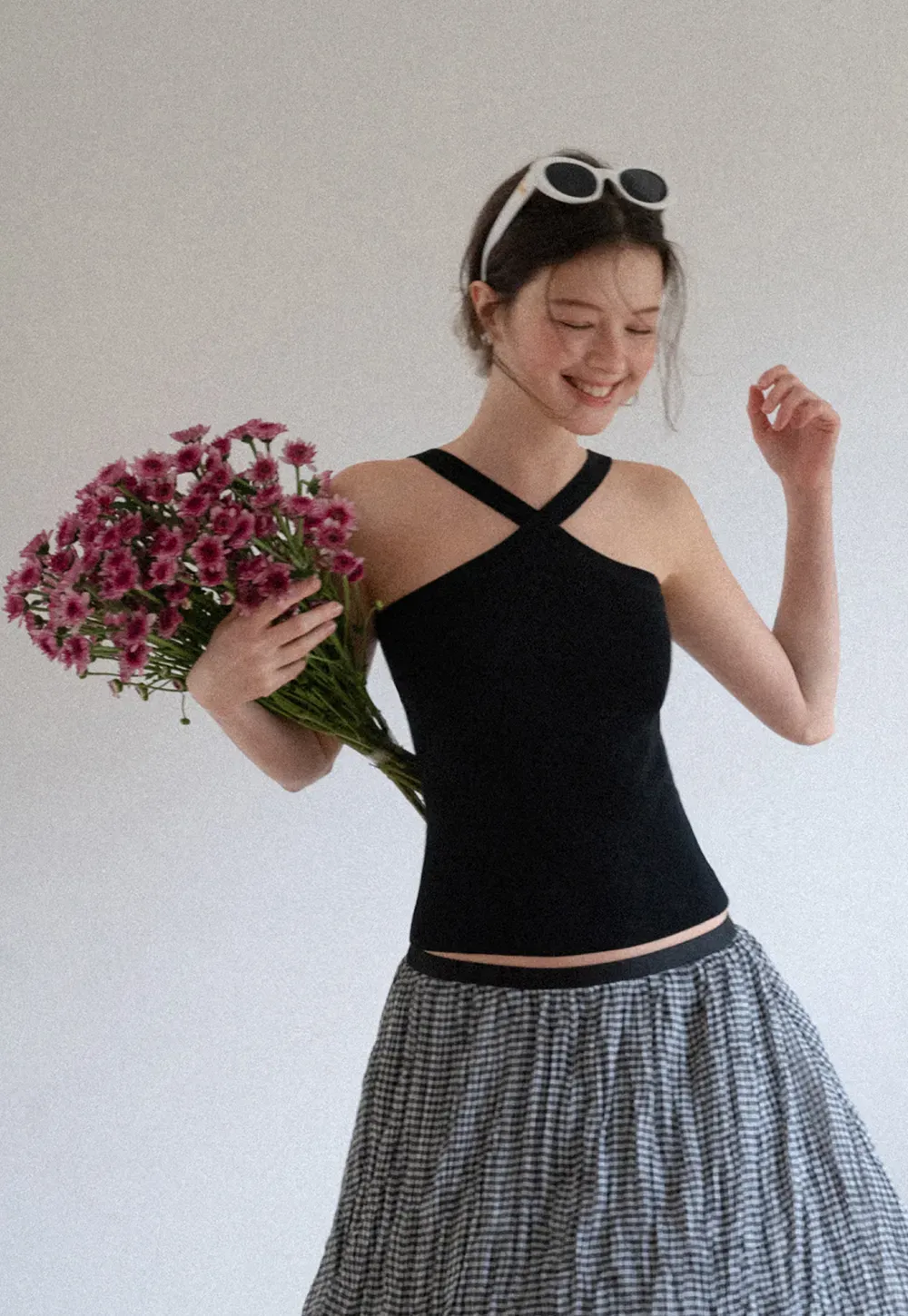 Cross Back Cropped Woolen Knit Sweater