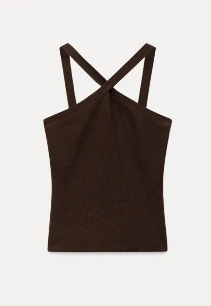 Cross Back Cropped Woolen Knit Sweater