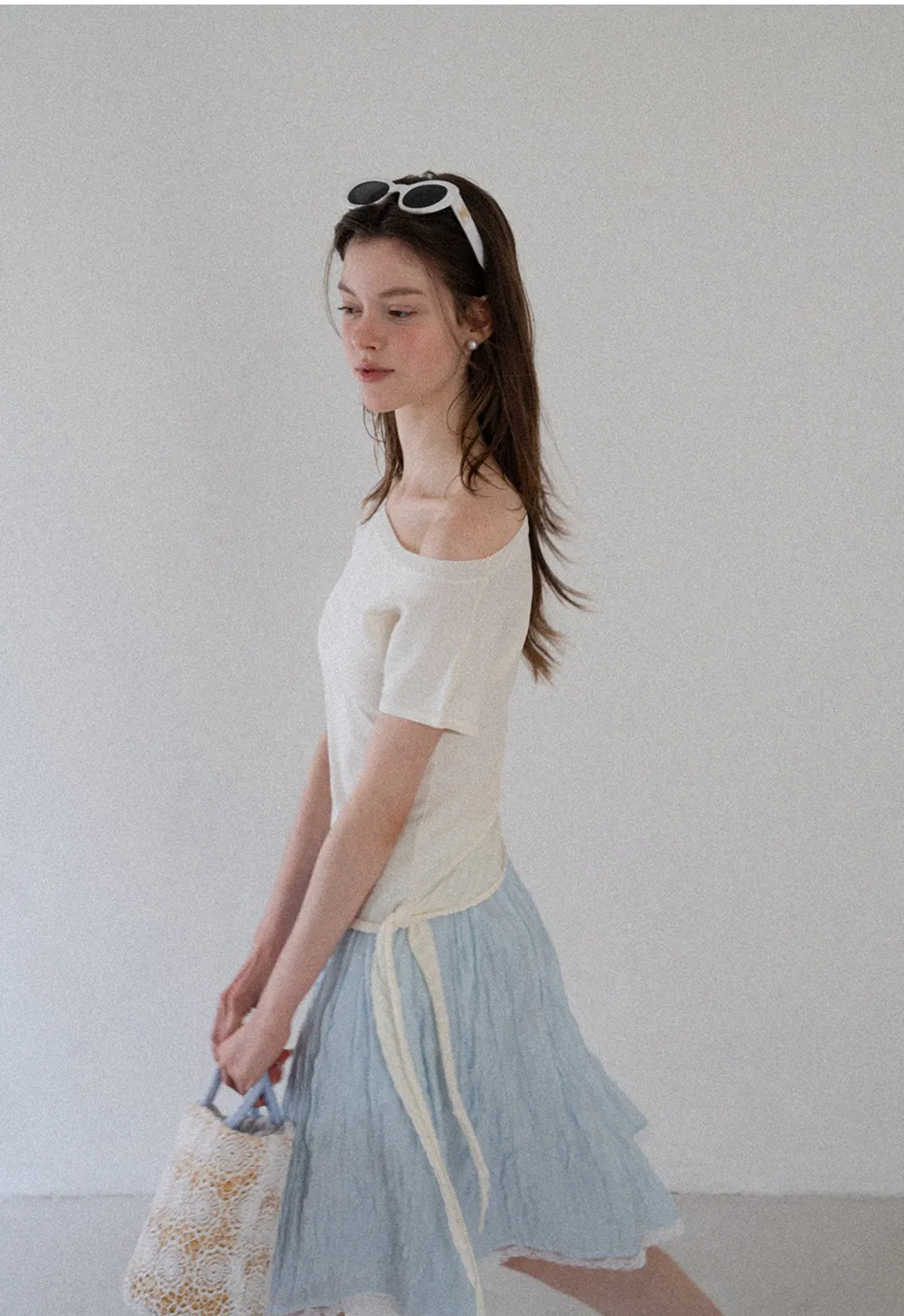 Off Shoulder Ribbed Hem Knit Sweater