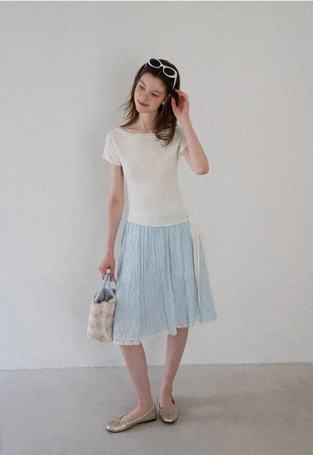 Off Shoulder Ribbed Hem Knit Sweater