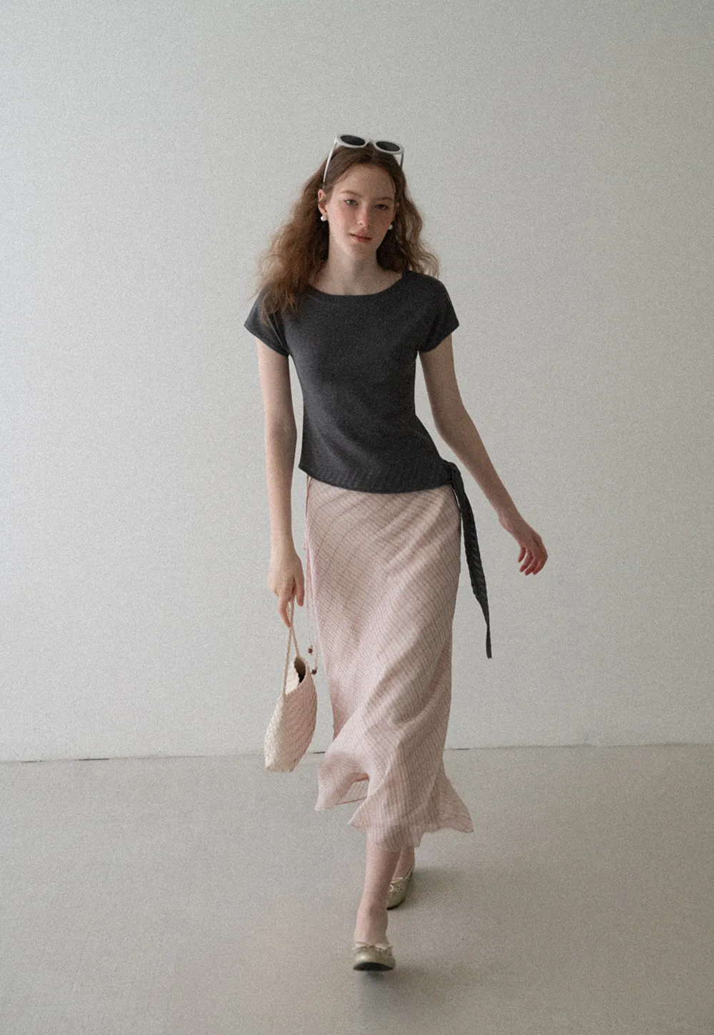 Off Shoulder Ribbed Hem Knit Sweater