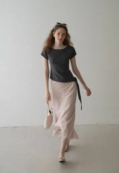 Off Shoulder Ribbed Hem Knit Sweater