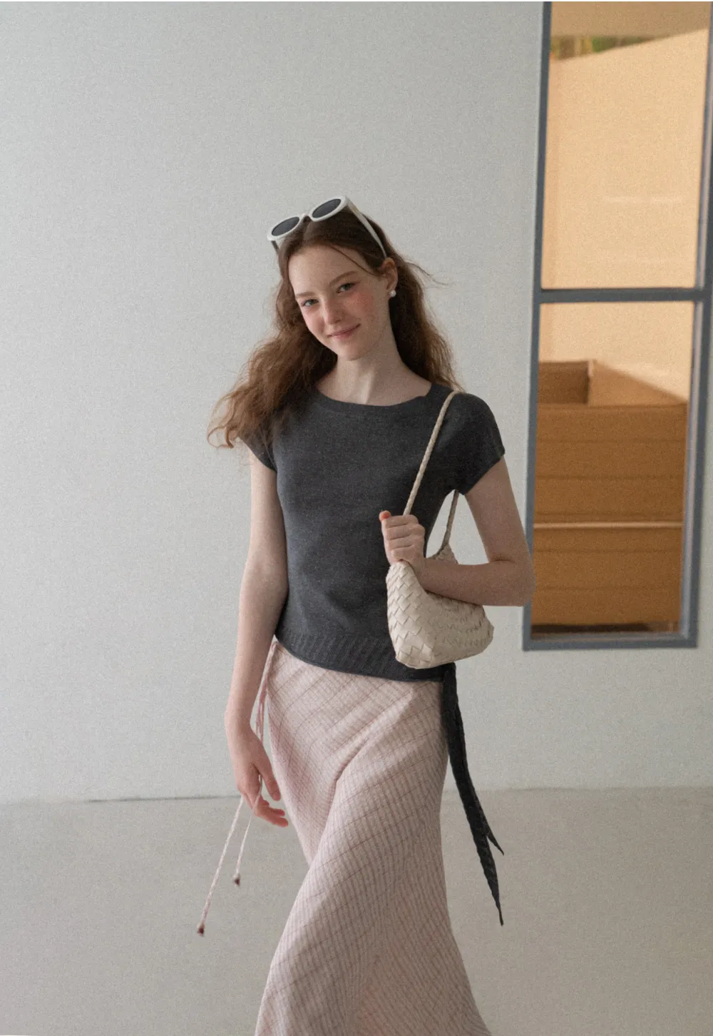Off Shoulder Ribbed Hem Knit Sweater