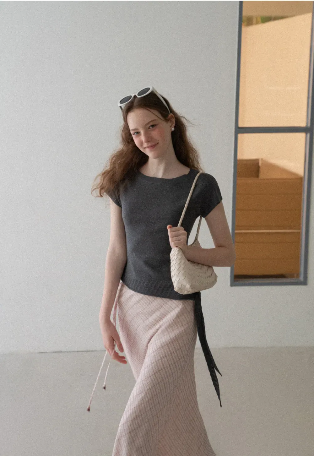 Off Shoulder Ribbed Hem Knit Sweater