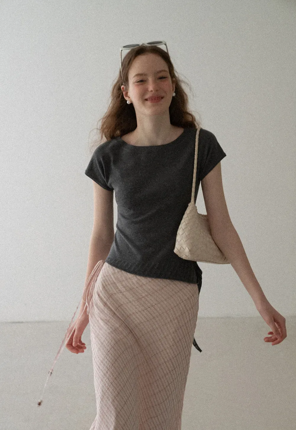 Off Shoulder Ribbed Hem Knit Sweater