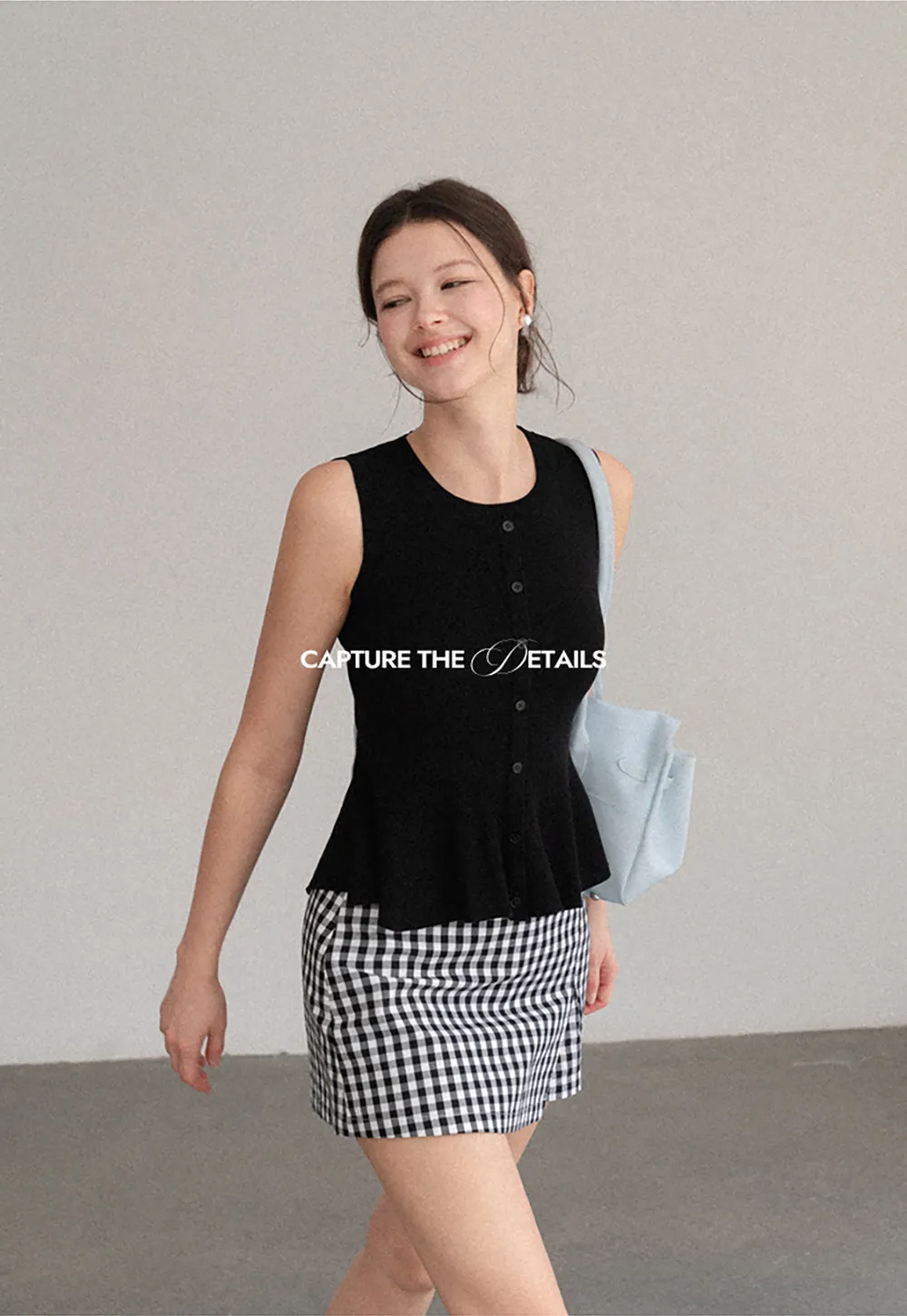 Peplum Hem Button Front Knit Sleeveless Top