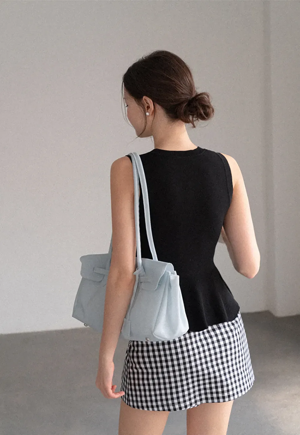 Peplum Hem Button Front Knit Sleeveless Top