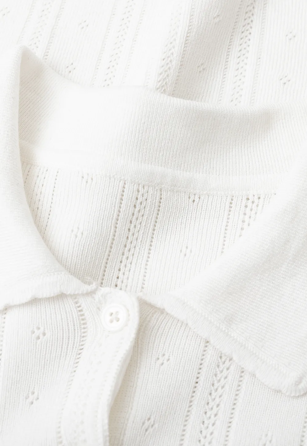 Polo Collar Short Sleeve Ribbed Knit Sweater