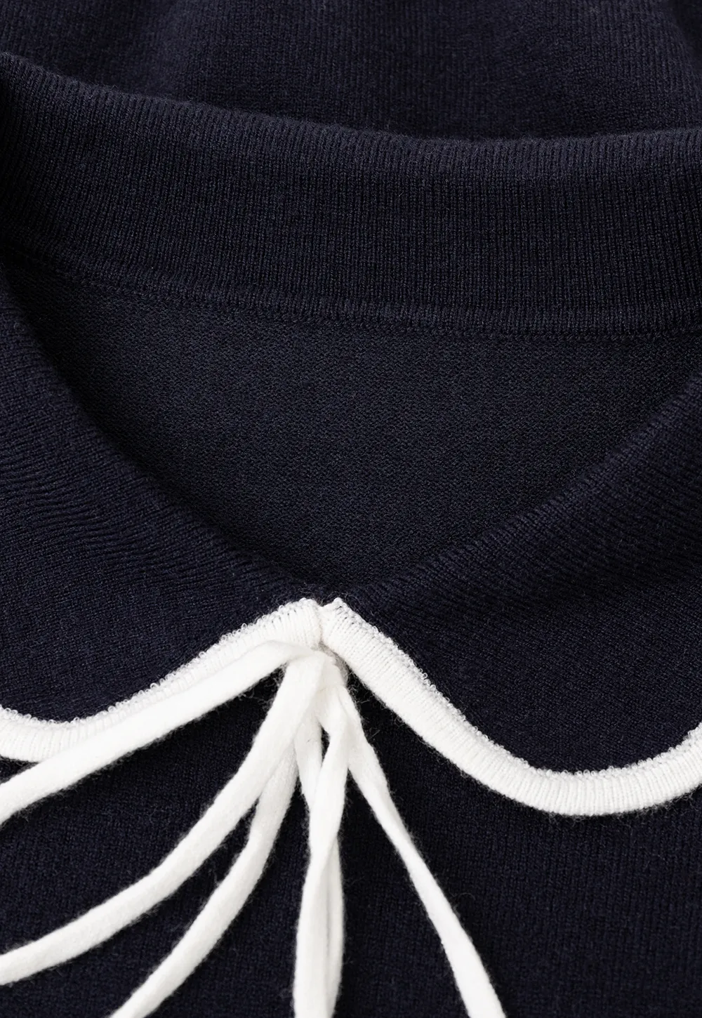 Peter Pan Collar Tie Neck Woolen Knit Sweater