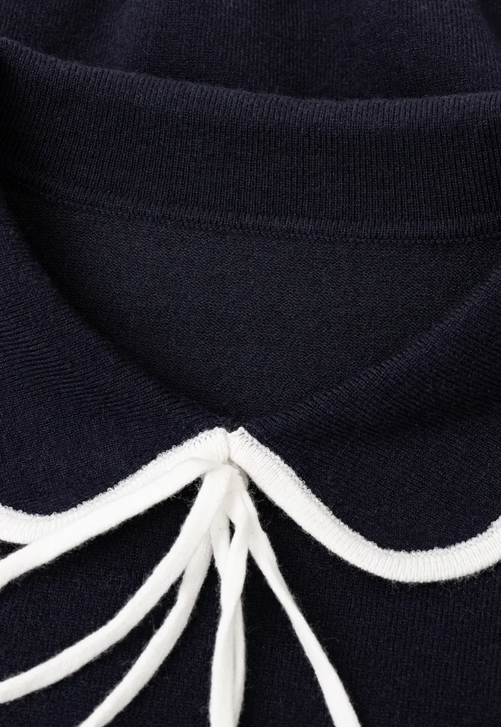 Peter Pan Collar Tie Neck Woolen Knit Sweater