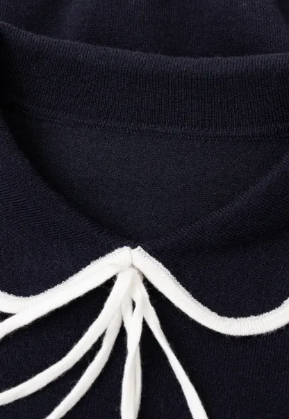 Peter Pan Collar Tie Neck Woolen Knit Sweater
