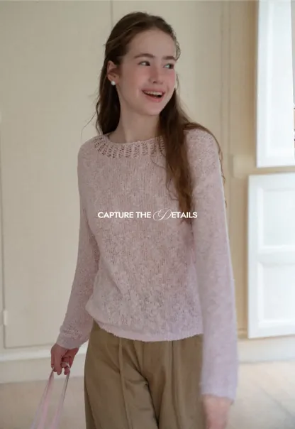 Off Shoulder Lace Trim Woolen Knit Sweater