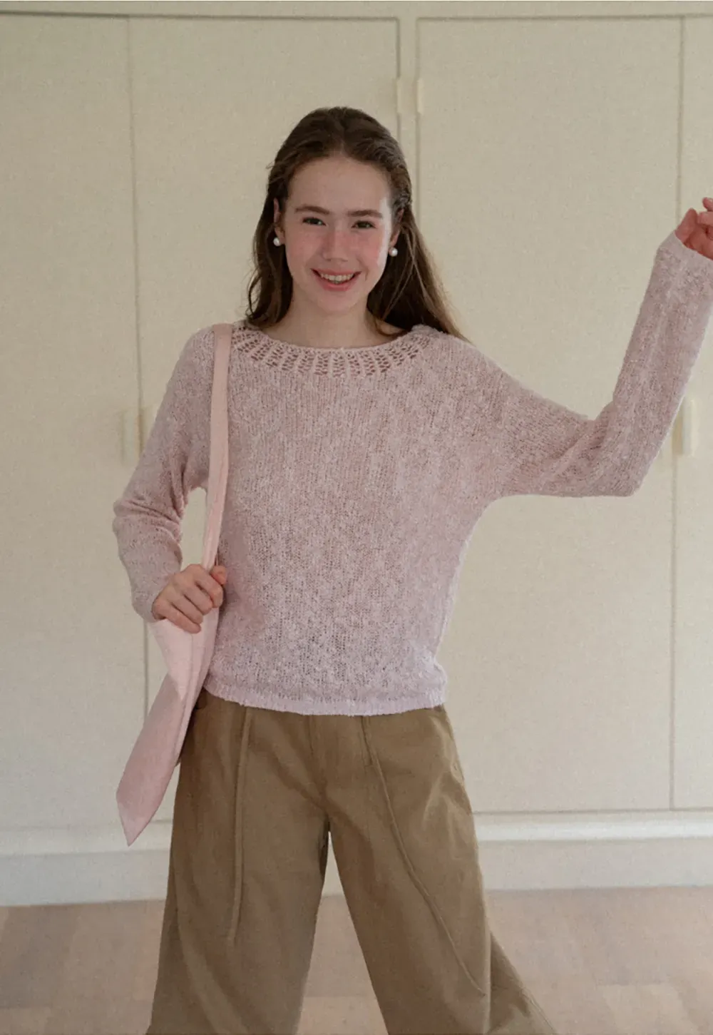 Off Shoulder Lace Trim Woolen Knit Sweater