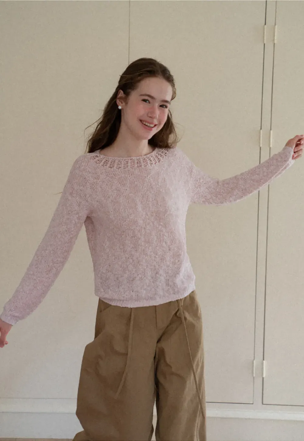 Off Shoulder Lace Trim Woolen Knit Sweater