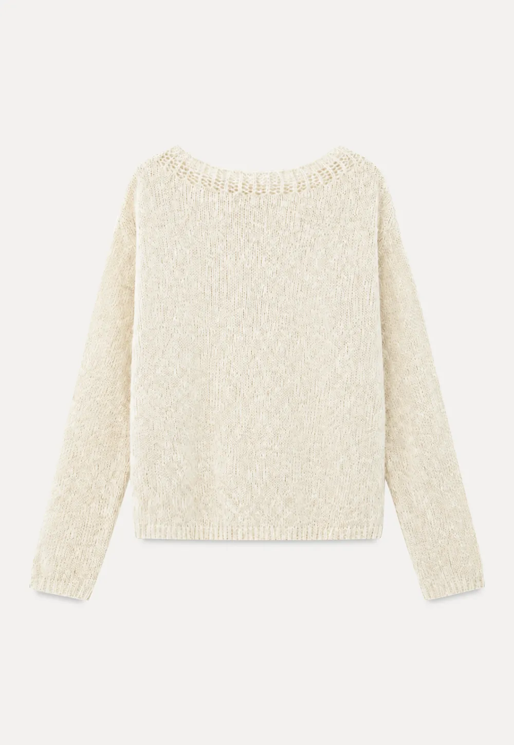 Off Shoulder Lace Trim Woolen Knit Sweater