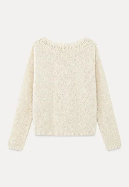 Off Shoulder Lace Trim Woolen Knit Sweater