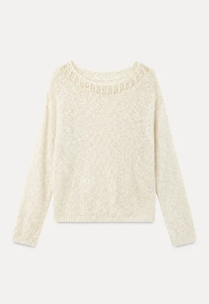 Off Shoulder Lace Trim Woolen Knit Sweater
