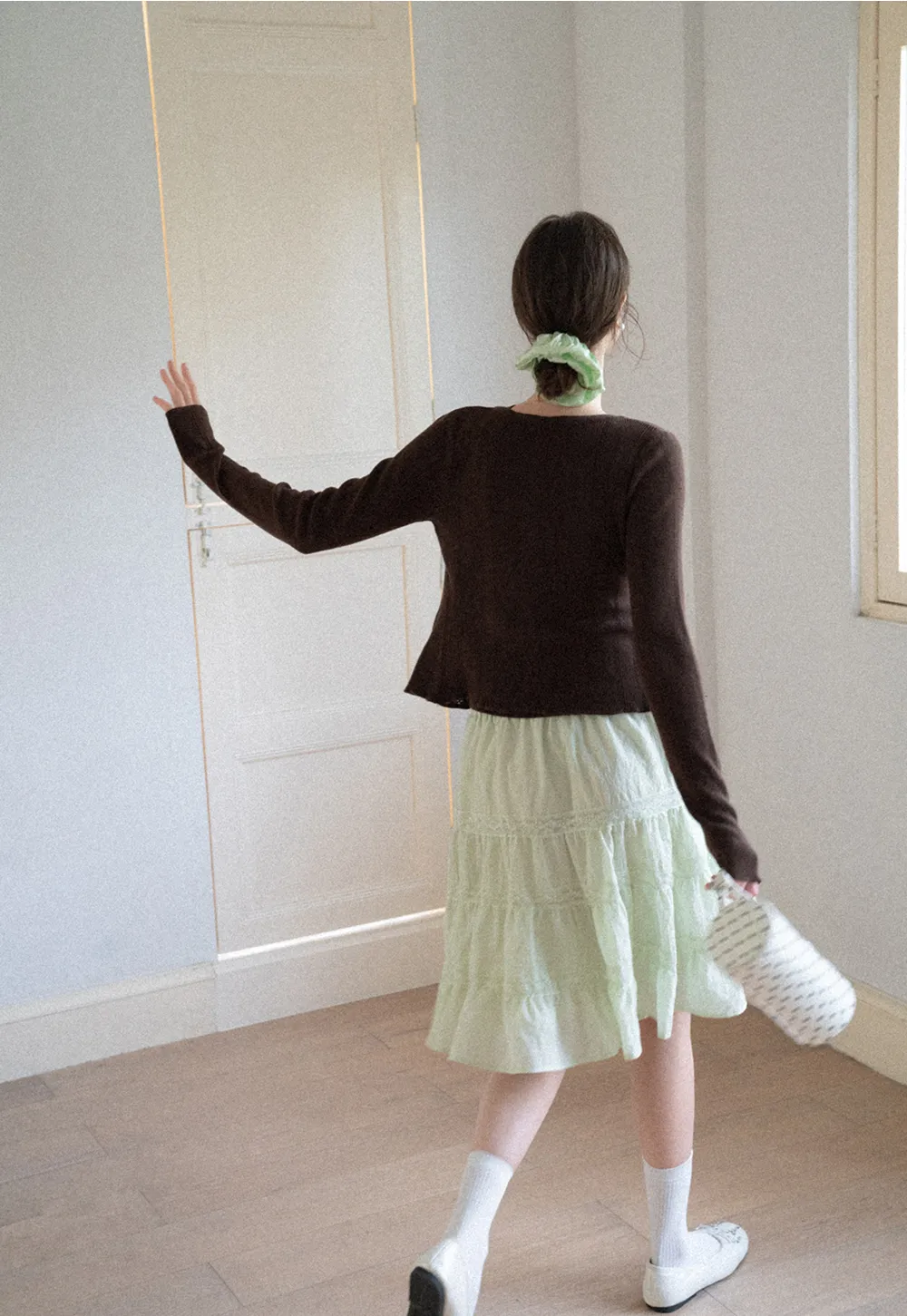 Cross Front Ribbed Knit Cardigan