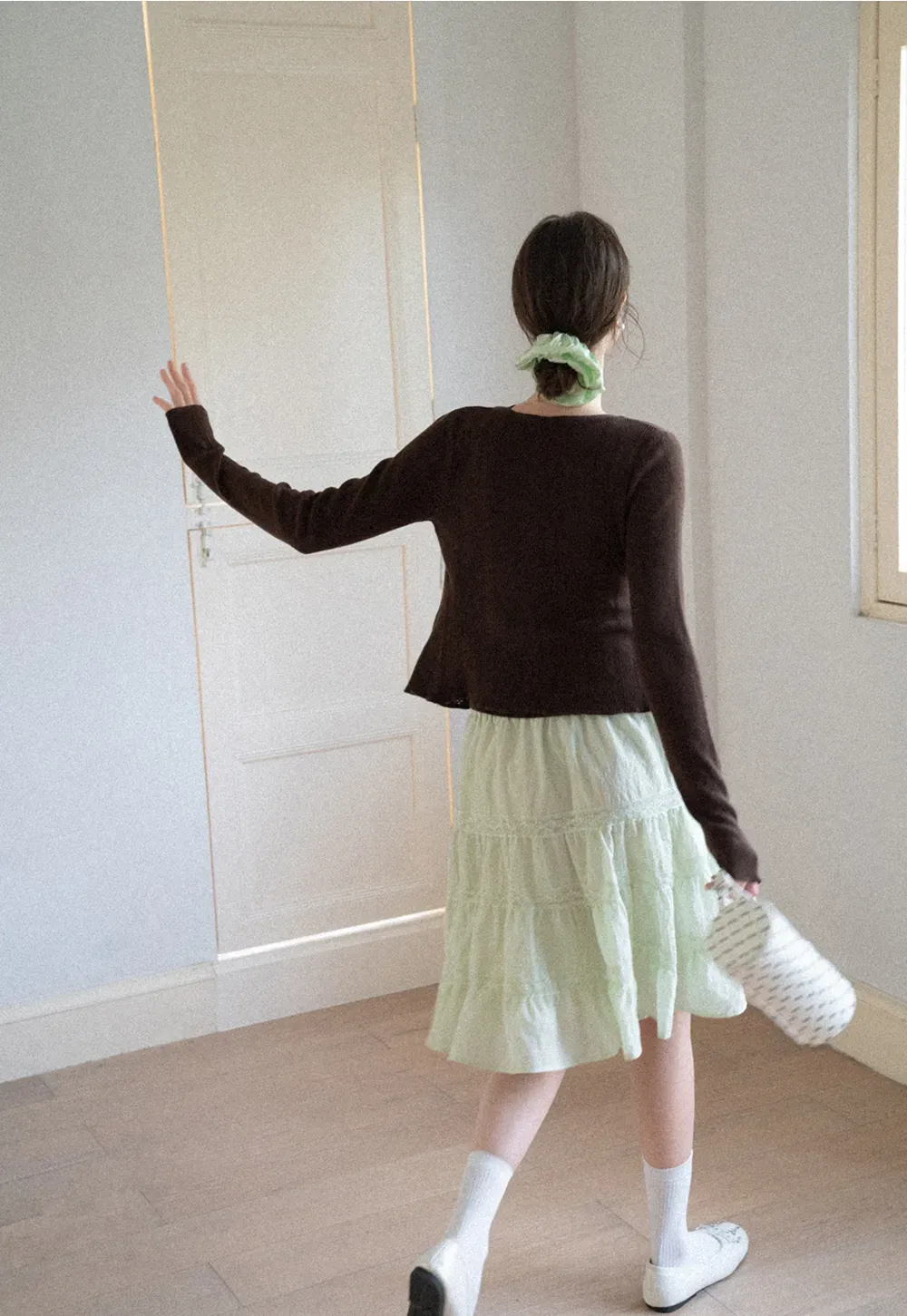 Cross Front Ribbed Knit Cardigan