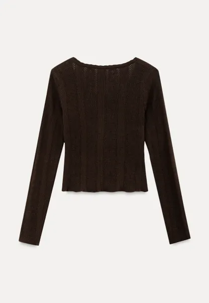 Cross Front Ribbed Knit Cardigan