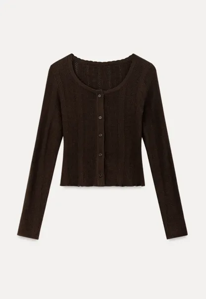 Cross Front Ribbed Knit Cardigan