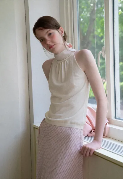 Pull sans manches en maille avec nœud papillon dans le dos