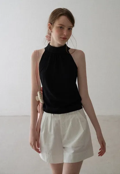 Pull sans manches en maille avec nœud papillon dans le dos