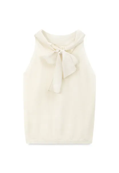 Pull sans manches en maille avec nœud papillon dans le dos