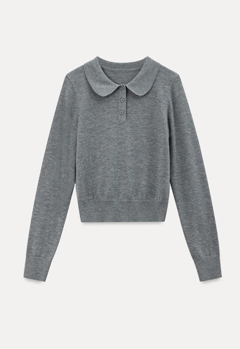 Peter Pan Collar Ribbed Knit Sweater