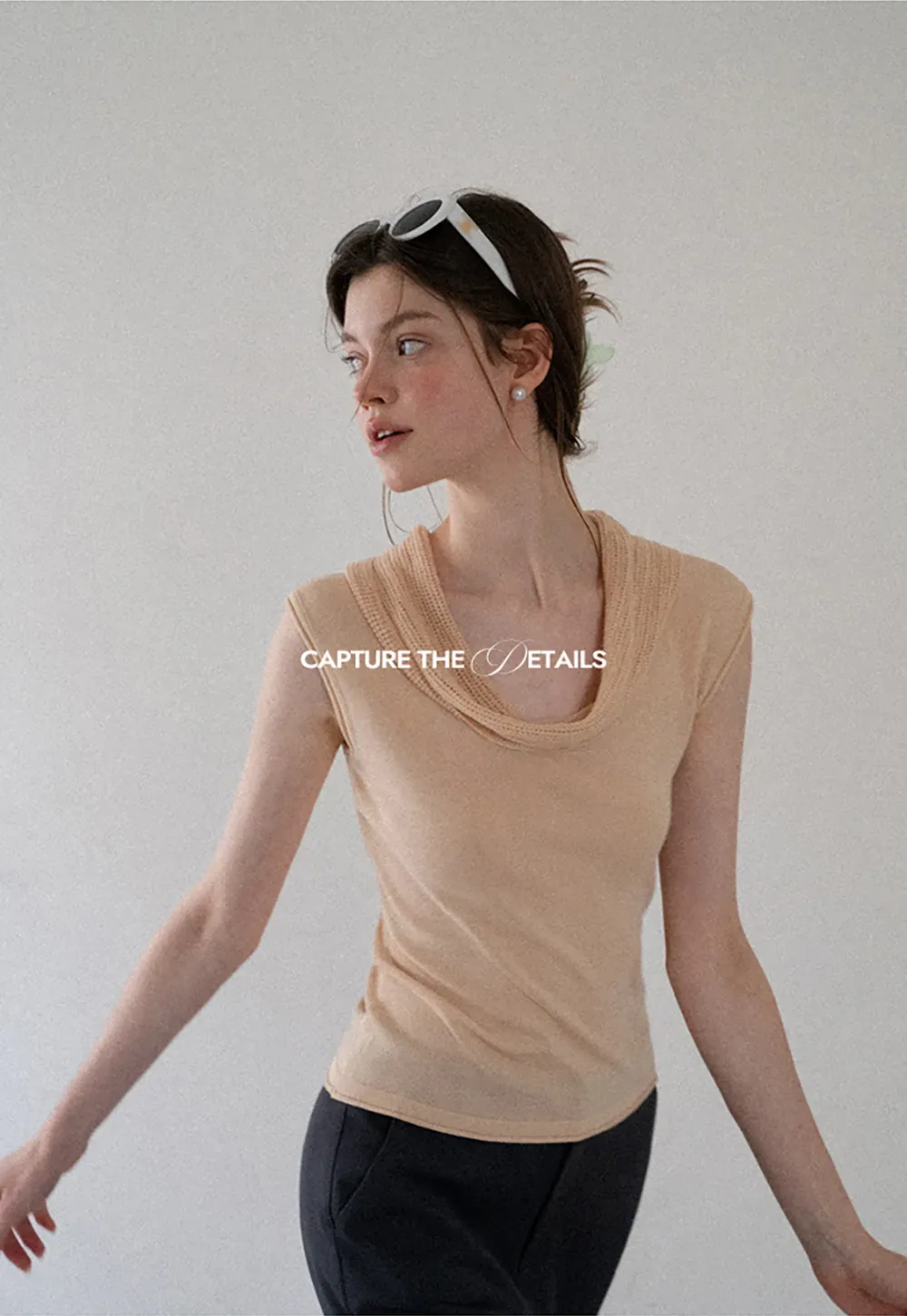 Cowl Neck Sleeveless Ribbed Knit Sweater