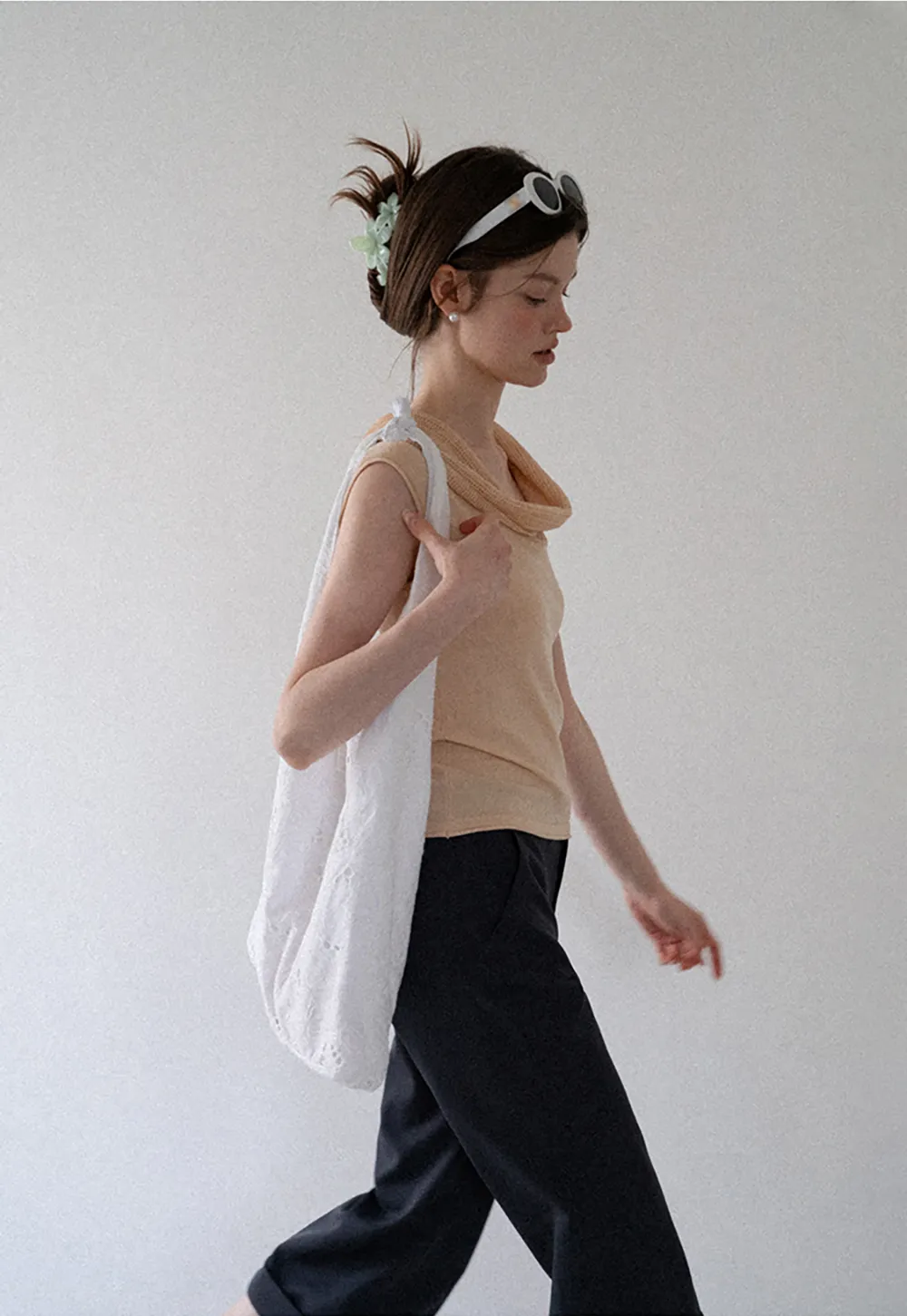 Cowl Neck Sleeveless Ribbed Knit Sweater