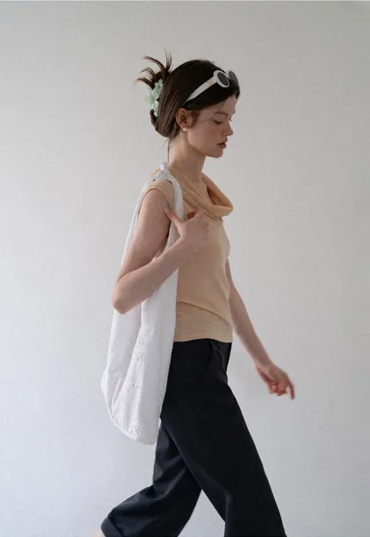 Cowl Neck Sleeveless Ribbed Knit Sweater