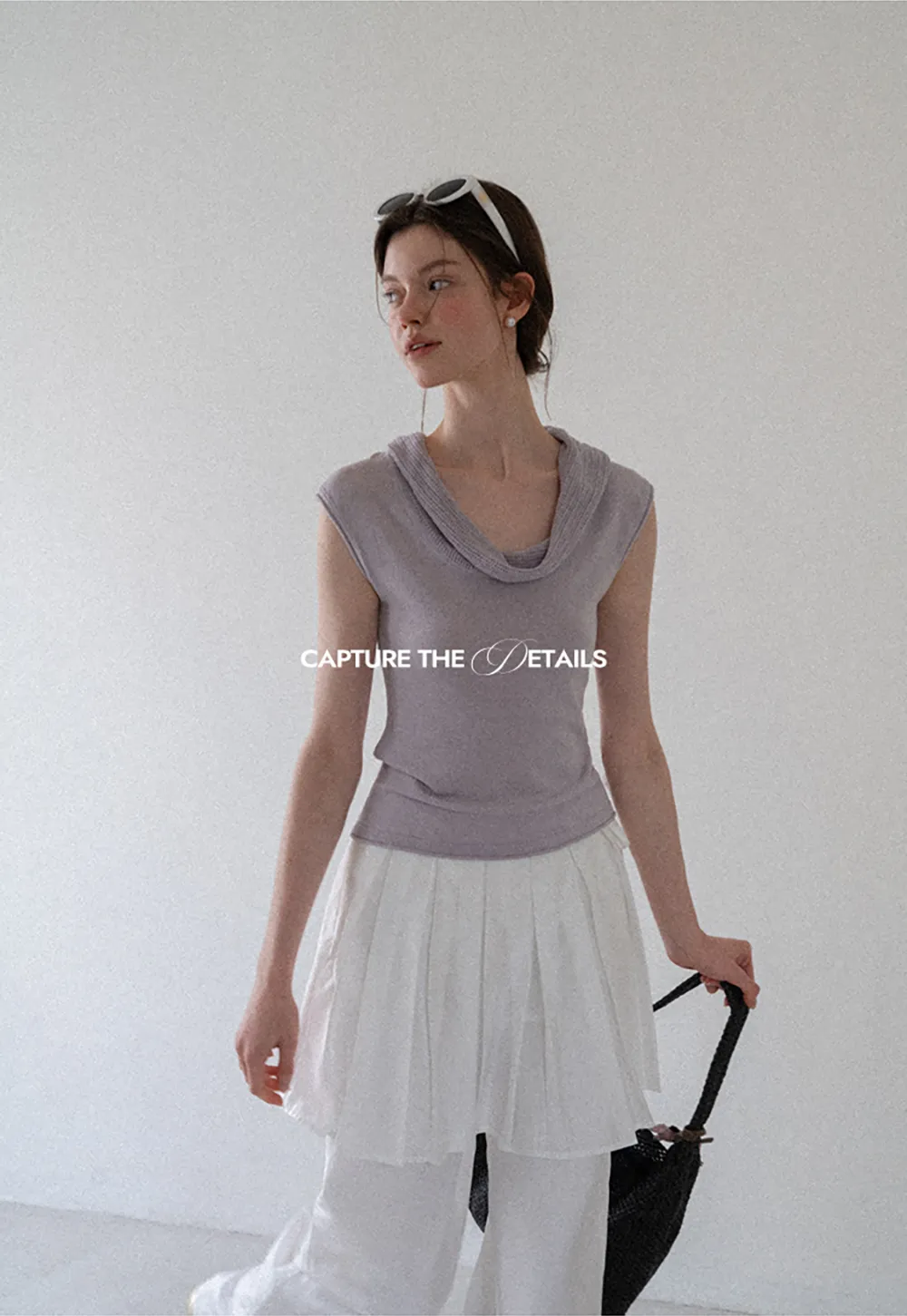 Cowl Neck Sleeveless Ribbed Knit Sweater