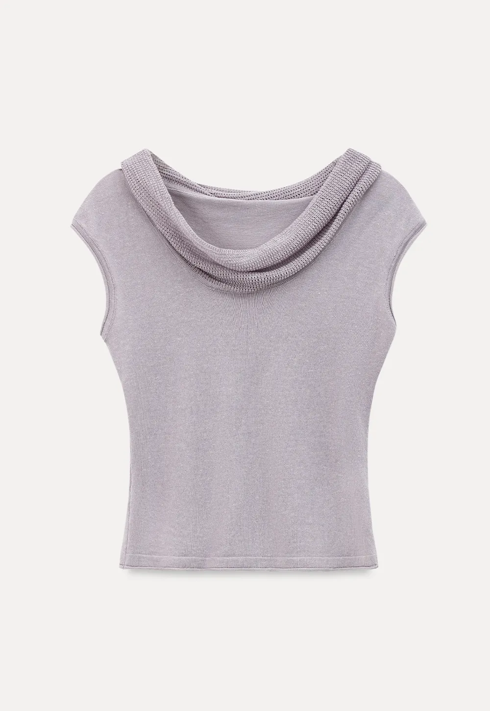 Cowl Neck Sleeveless Ribbed Knit Sweater