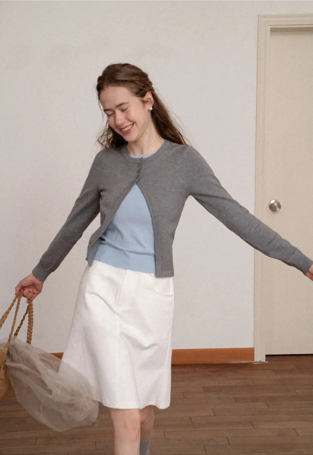 Asymmetrical Button Front Knit Cardigan